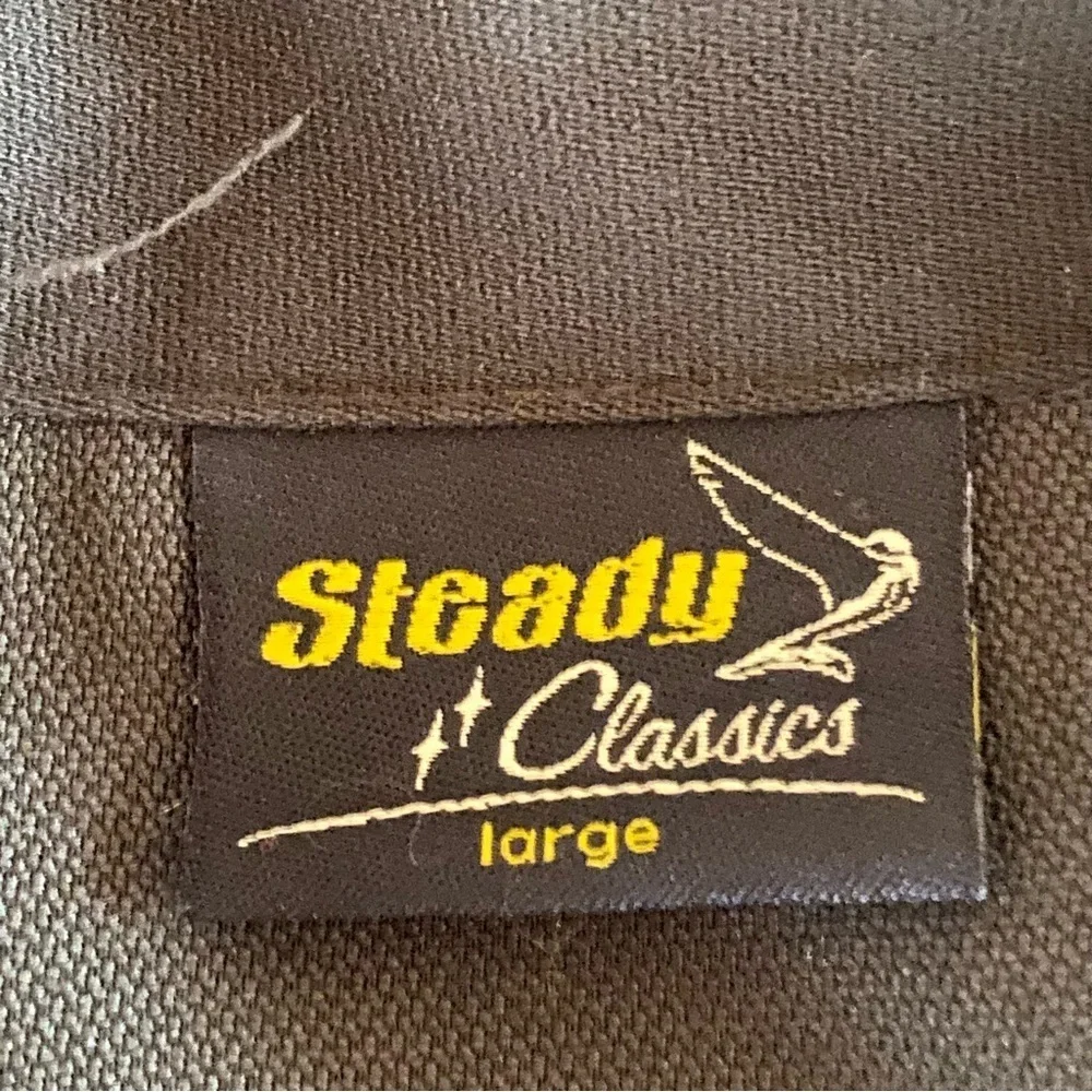 Steady Classics Bowling Shirt Retro Green Diamond Print Casual Lounge Large L - Picture 3 of 6